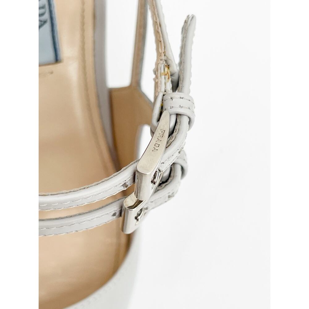 Prada Fall 2015 Runway Gray Brushed Leather Double Strap Mary Jane Heels IT 38.5 - Picture 10 of 13